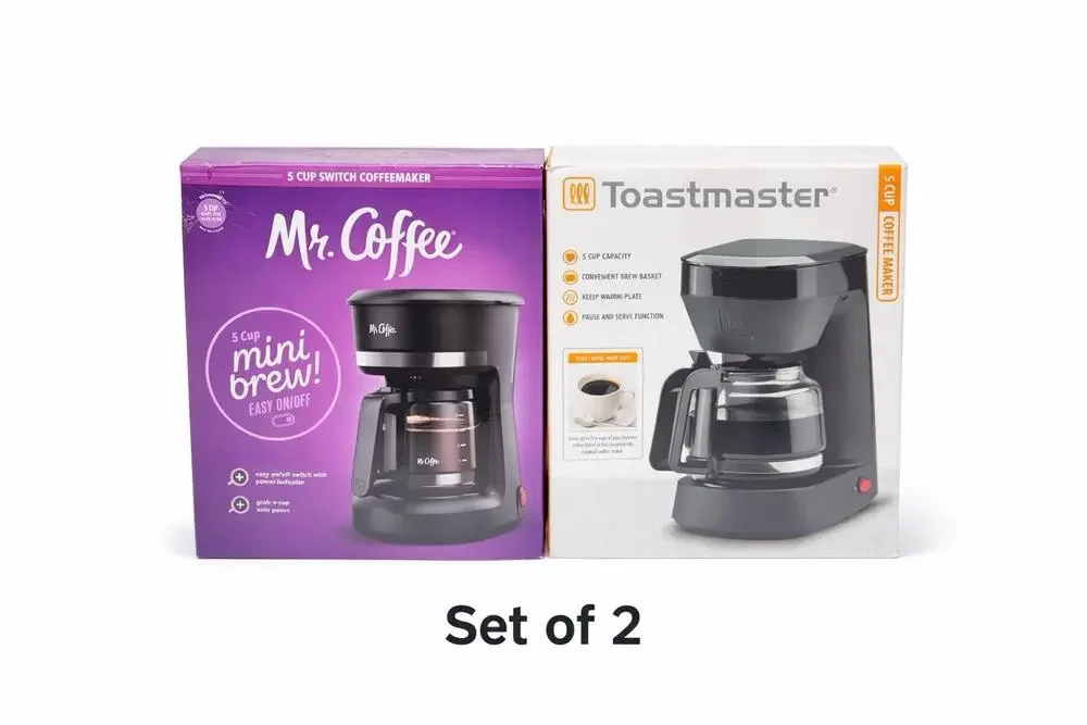 Set Of 2! Mr Coffee 5 Cup Mini Brew + Toastmaster 5 Cup Coffee Maker Set Used